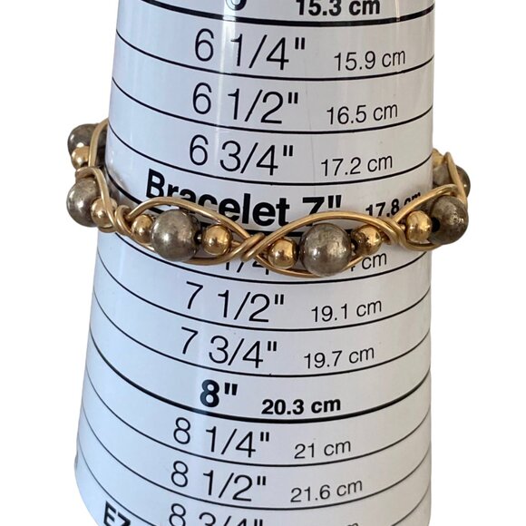 VTG Ladda Bihler 14k GF Gold Filled Over Sterling Silver Bead Wire Bracelet - Picture 6 of 6
